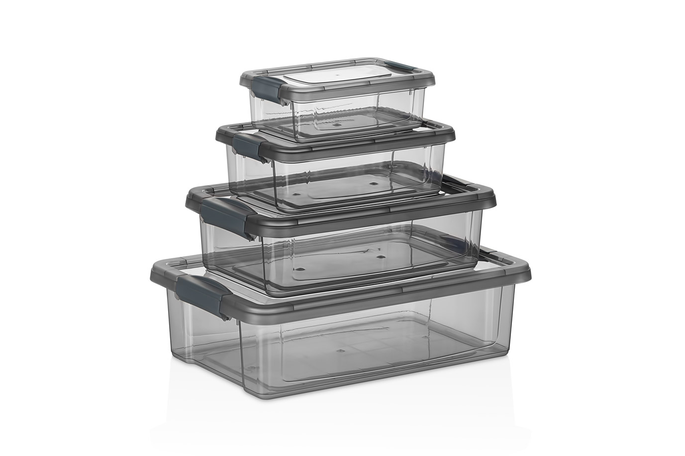 FRESH & CLINK ORGANISER BOX  (4 Pcs) (GREY)